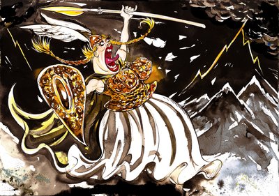 Valkyrie - cartoon of Richard Wagner